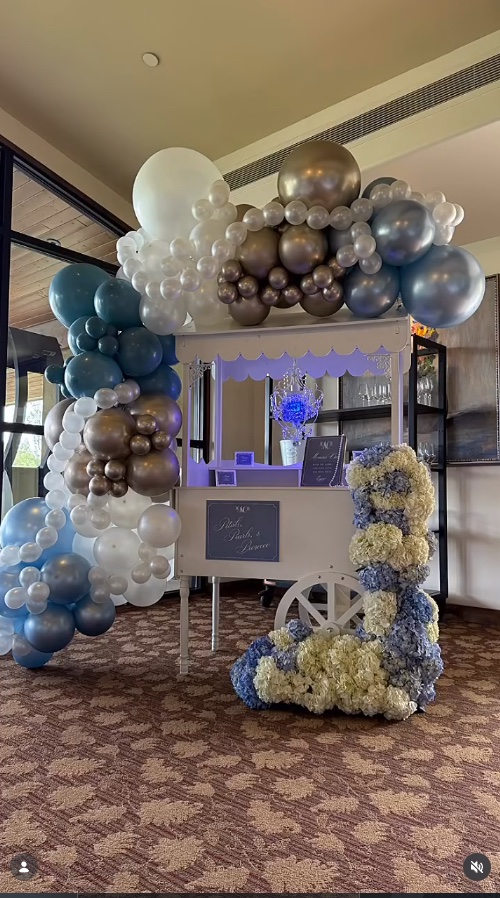 Pearl and blush organic balloon garland by AZ Party Mart