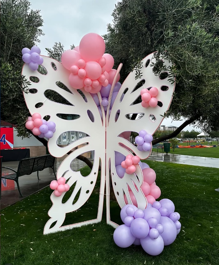 Butterfly balloon backdrop by AZ Party Mart