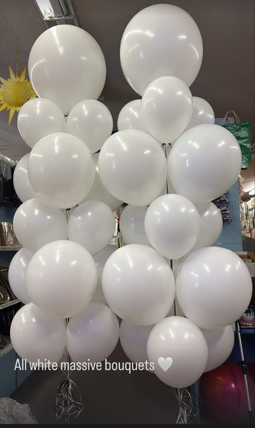 All-white balloon bouquets by AZ Party Mart