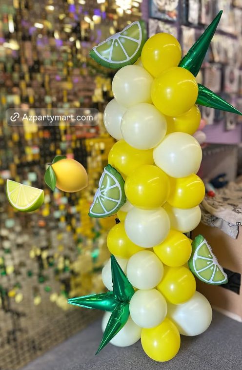 Lemon-themed balloon column by AZ Party Mart