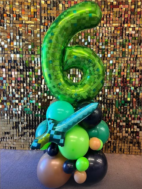 Minecraft-themed balloon floor feature by AZ Party Mart