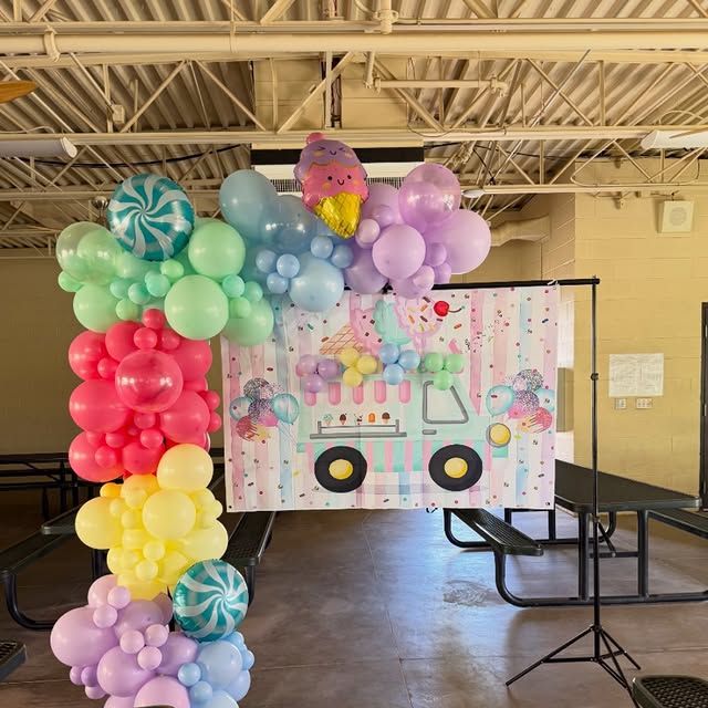 Organic balloon garland installation by AZ Party Mart