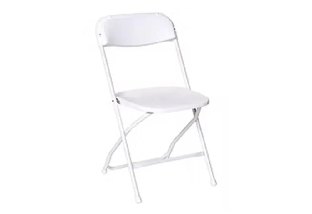 Standard white folding chair with steel frame